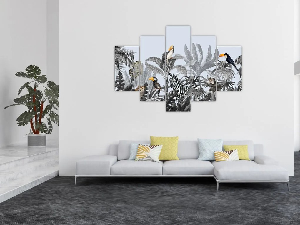 Obraz - Ilustrovaná džungľa (150x105 cm)