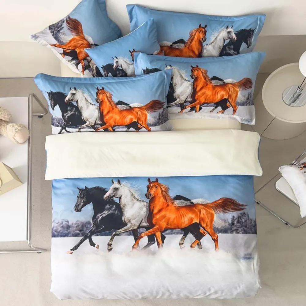 Bavlnené posteľné obliečky 7-dielne odtlačok koňa 201