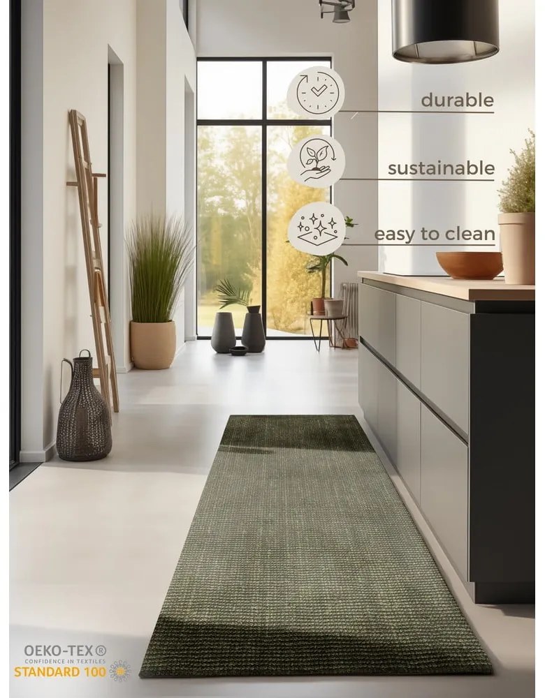 Khaki jutový behúň 80x200 cm Bouclé – Hanse Home