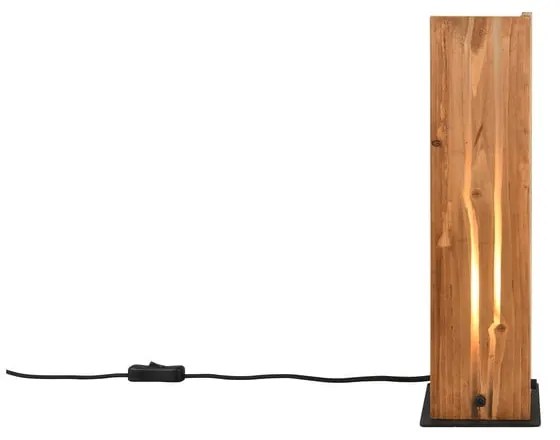 Stolová lampa v čierno-prírodnej farbe s dreveným tienidlom (výška 40 cm) Karuni – Trio