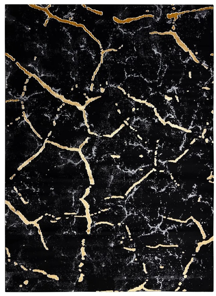 Dywany Łuszczów Kusový koberec Gloss 410A 86 3D mramor black/gold - 240x330 cm