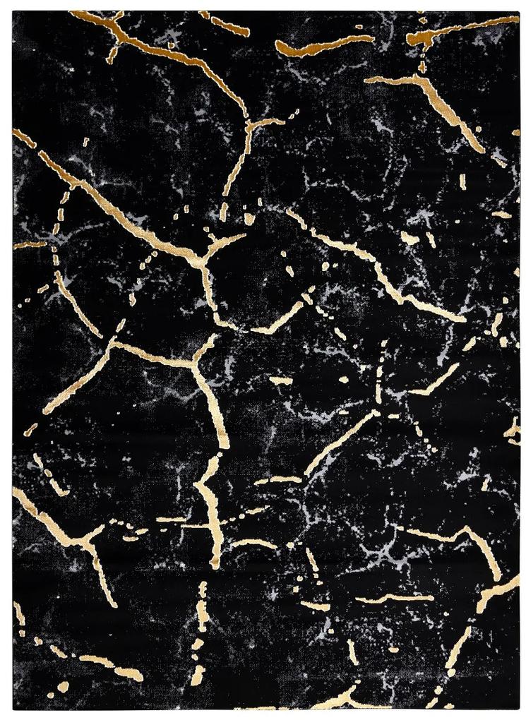 Dywany Łuszczów Kusový koberec Gloss 410A 86 3D mramor black/gold - 280x370 cm