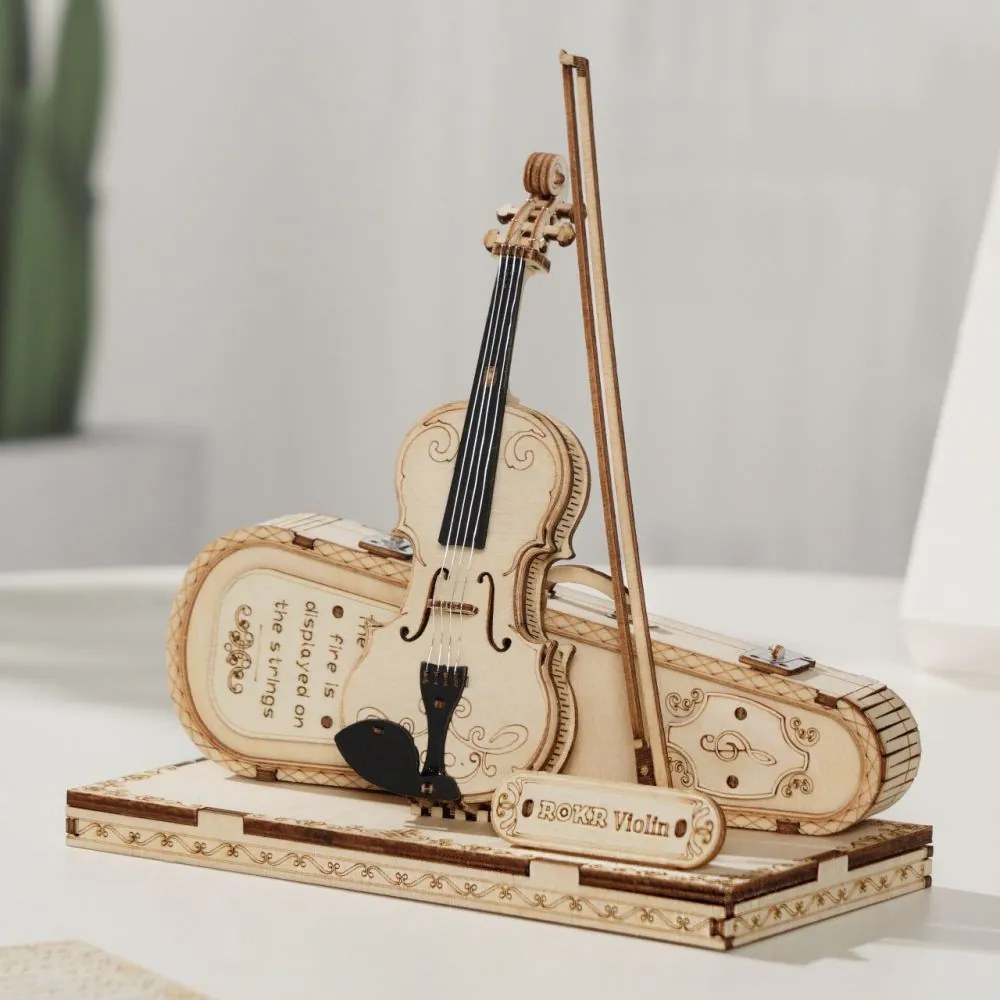 Robotime Rokr 3D dřevěné puzzle Houslové Capriccio 82 ks