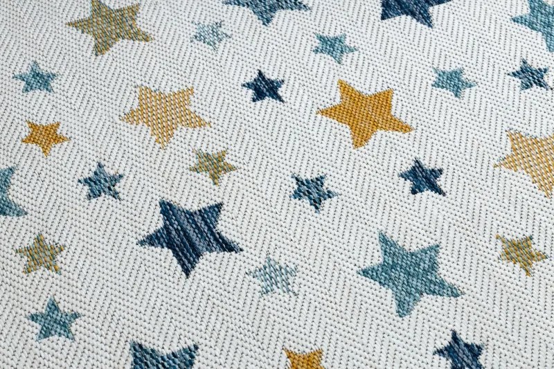 Koberec SISAL COOPER hviezdy 22260 ecru / tmavo modrý