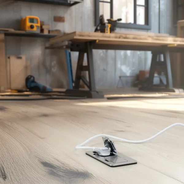 Brilagi - Vonkajšia vstavaná podlahová dvojzásuvka IP55 matný chróm obdĺžnikový