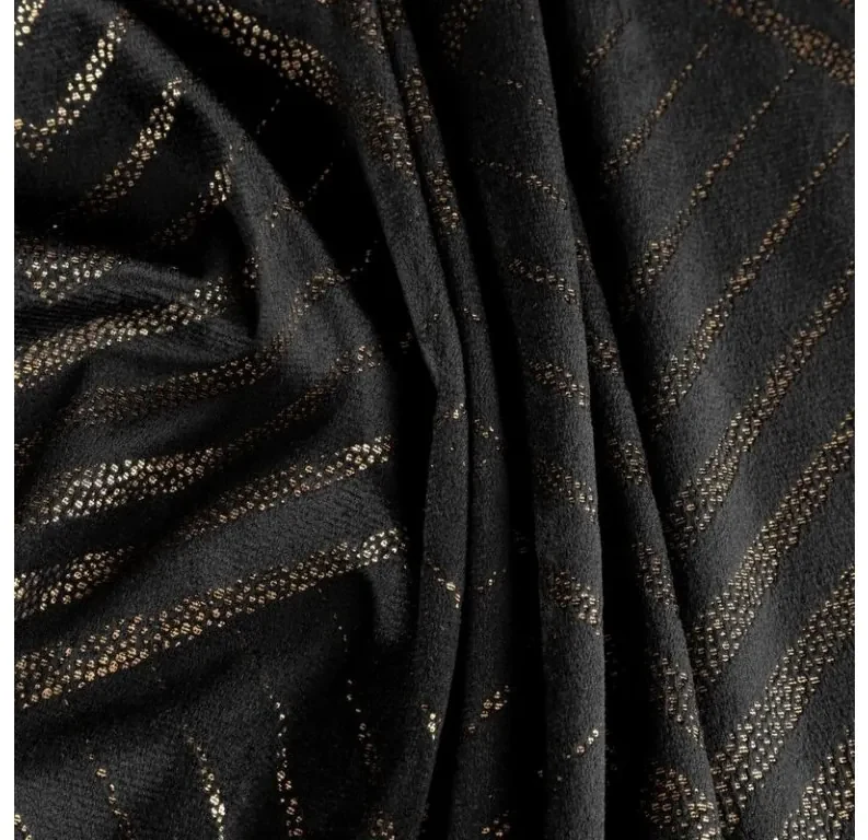 DECOREUM Mäkký záves z lesklého zamatu zdobený zlatou potlačou s geometrickým vzorom 140 cm x 250 cm čierna 100 % polyester Rozmer varianty: 140 cm x 250 cm, Farba varianty: čierna 98899