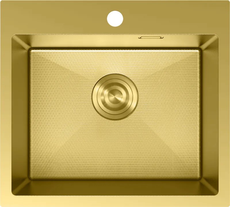 Mexen Solix, 1-komorový nerezový drez 500 x 450 mm, brúsená zlatá, vzor voština, 6402501000-55HC