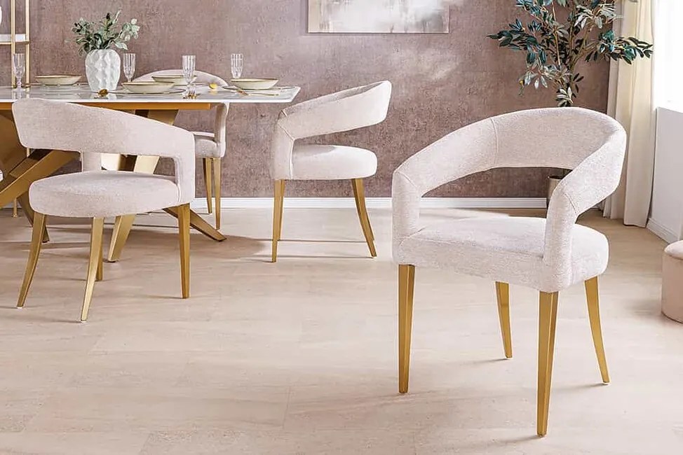 Luxusná jedálenská stolička Lille béžová štrukturovaná látka