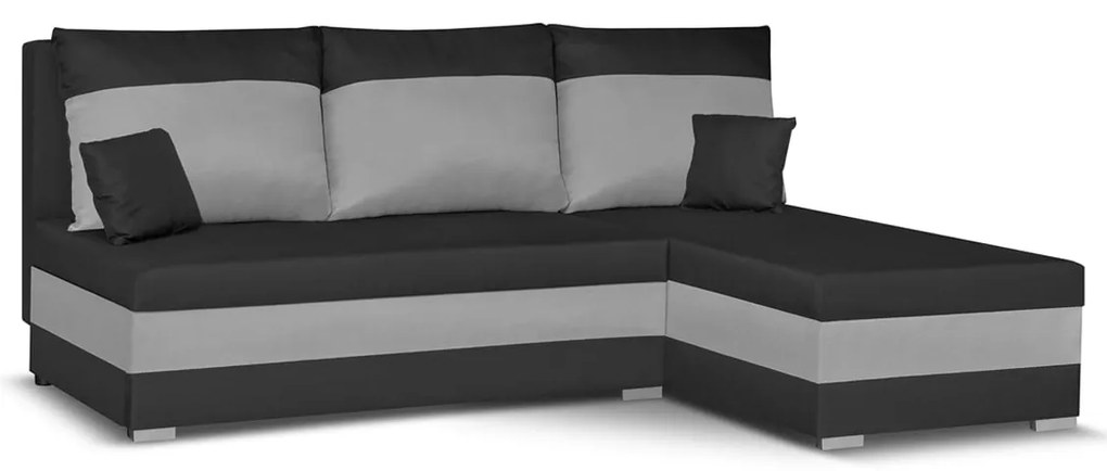 Rohová sedacia súprava s funkciou spania GUSTO Čierna/svetlo šedá