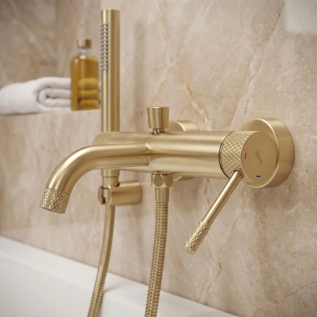 Rea Venti, vaňová batéria s ručnou sprchovou súpravou, zlatá matná, REA-B9798