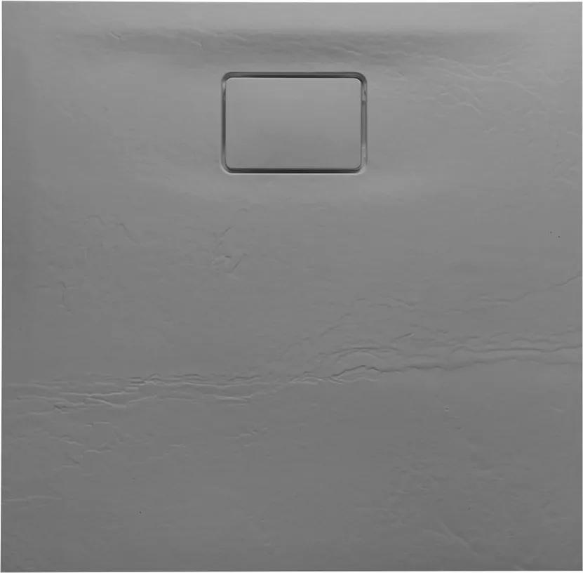 SAPHO - ACORA sprchová vanička,litaty mramor,štvorec 80x80x3,5cm,šedá,dekor kameň (AC021)