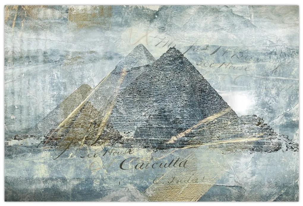 Obraz - Pyramídy v modrom filtri (90x60 cm)
