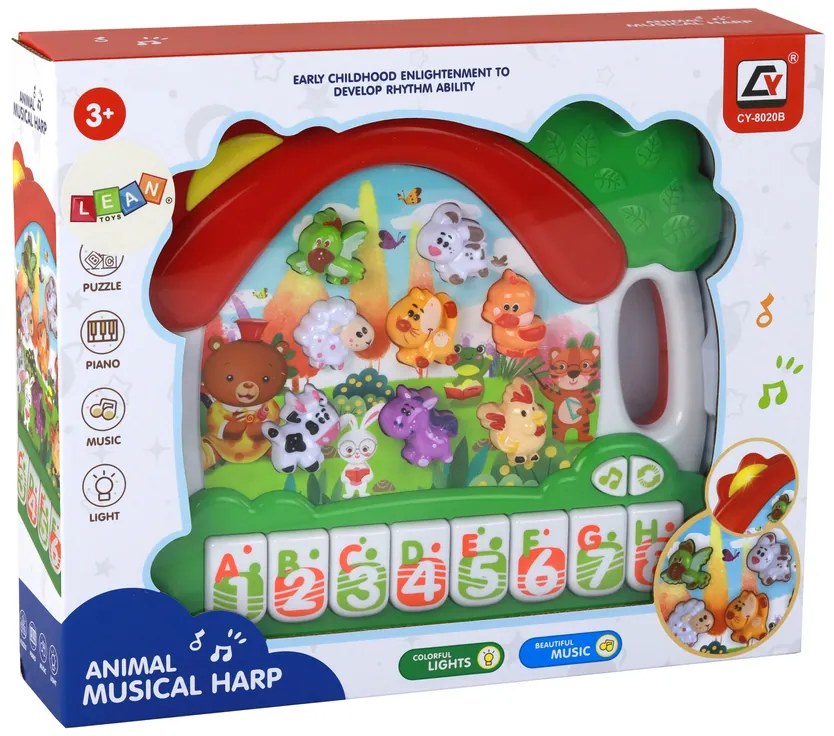 Lean Toys Vzdelávacie detské piano Domček – zvieratká v angličtine