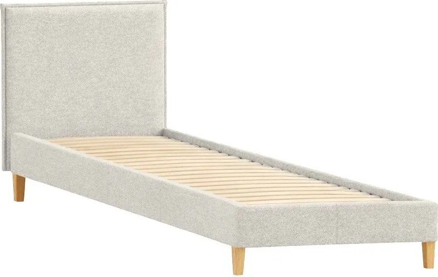 Béžová čalúnená jednolôžková posteľ s roštom 90x200 cm Tina – Ropez
