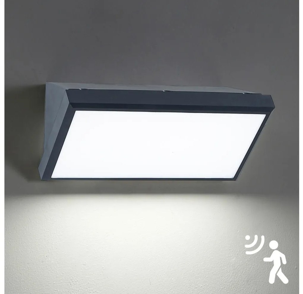 Brilagi - LED Vonkajšie nástenné svietidlo so senzorom TRIANGLE LED/20W/230V antr. BG1021