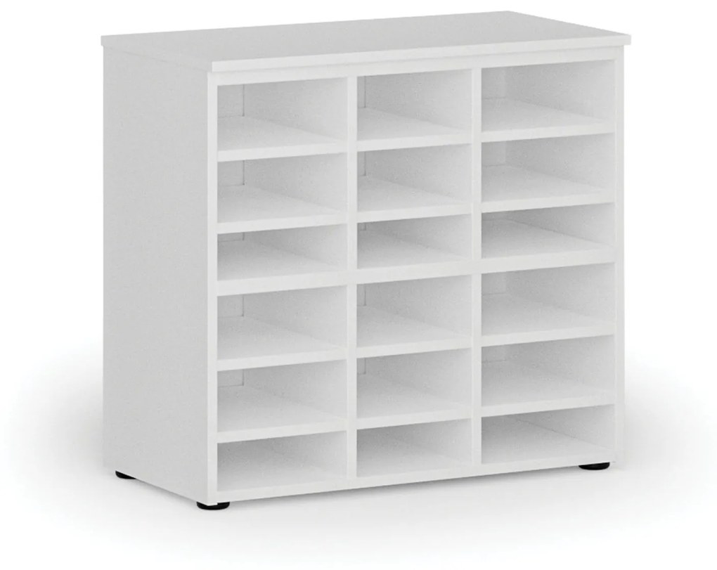 Triediaci regál PRIMO WHITE, 800 x 420 x 740 mm, 18 priehradok, biely