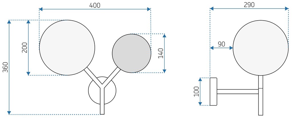 Toolight - nástenná sklenená lampa E27 60W APP1012-2W, zlatá, OSW-09481
