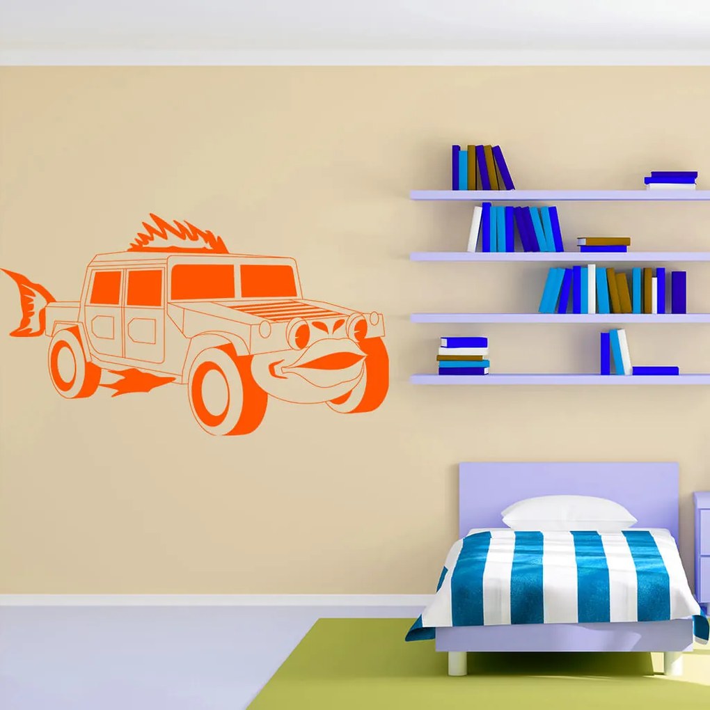 Veselá Stena Samolepka Detské autíčko Jeep Farba: bílá, Veľkosť: 40 x 23 cm