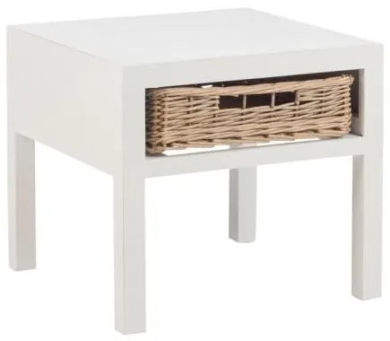 Biely nočný stolík s košíkom - 50*50*45 cm