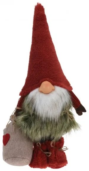 Vianočný škriatok s vrecom darčekov – červený 46 cm