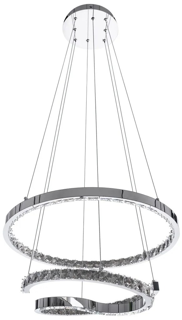 Toolight Toolight, LED závesné krištáľové svietidlo s diaľkovým ovládaním APP773-2CP, chrómová, OSW-05024