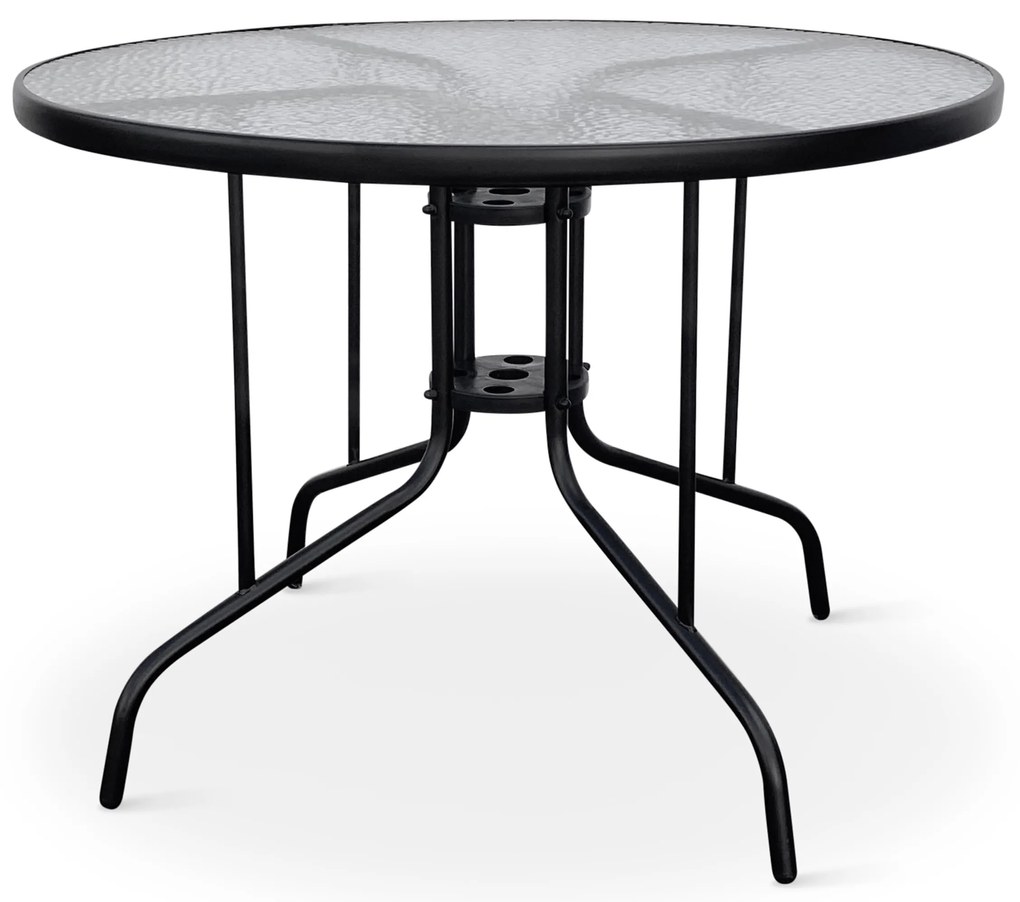Záhradný jedálenský set Capri 100 cm + 4x kovová stolička Solano