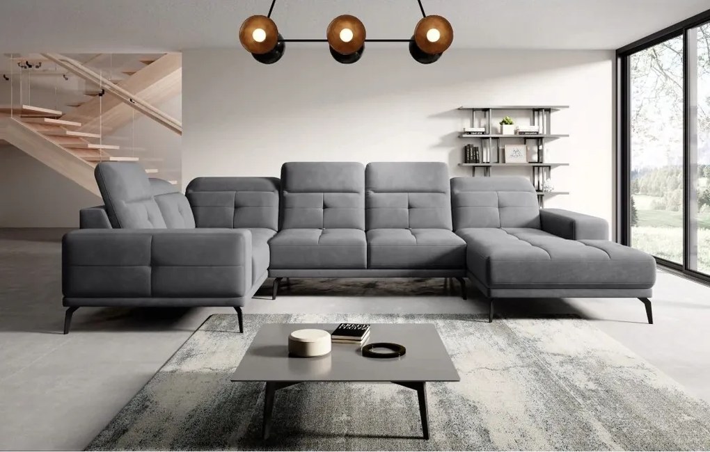 Rohová sedačka v tvare U Nicolette (tmavosivá) (L)