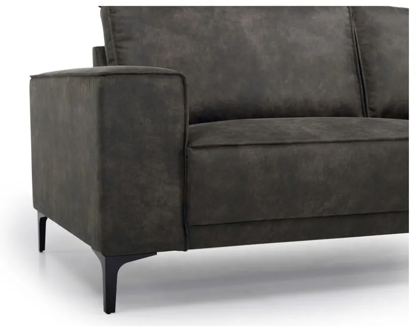 Antracitová rohová pohovka z imitácie kože (pravý roh) Copenhagen – Scandic