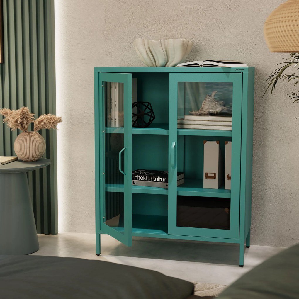 Vitrína GINA, 800 x 1015 x 400 mm, Modern: morská farba