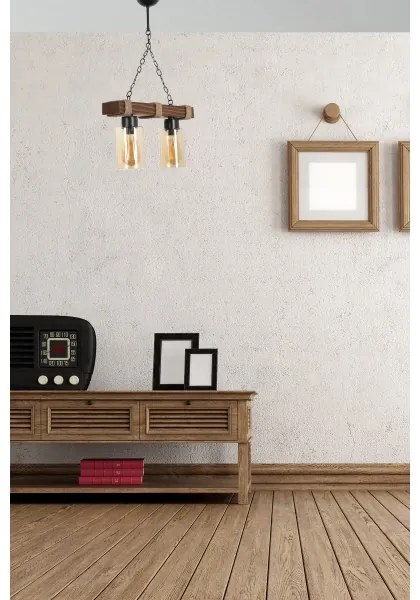 Závesný luster na reťazi JASMIN 2xE27/40W/230V hnedá/béžová