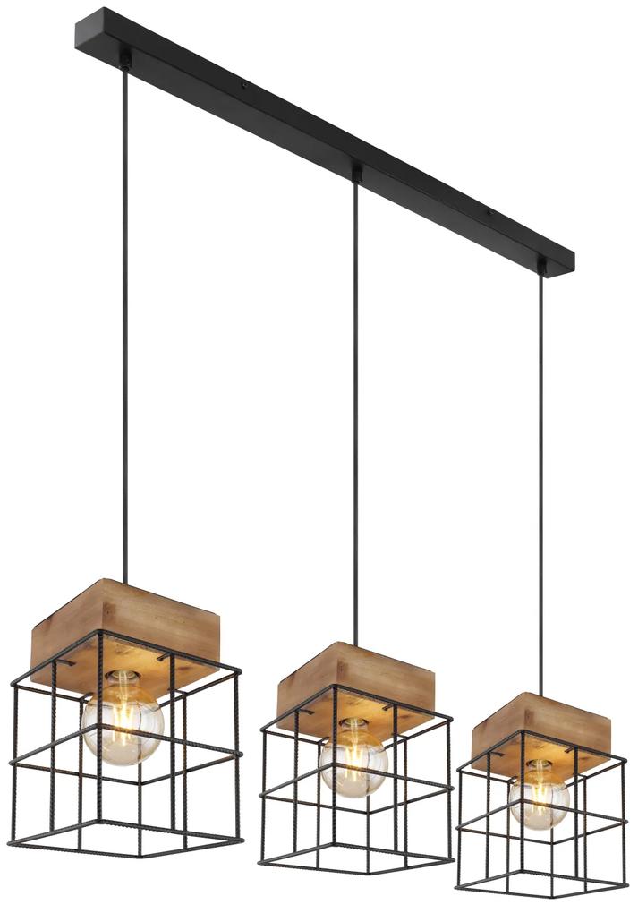 GLOBO Závesné designové osvetlenie nad jedálenský stôl MERRIL, 3xE27, 60W, čierne