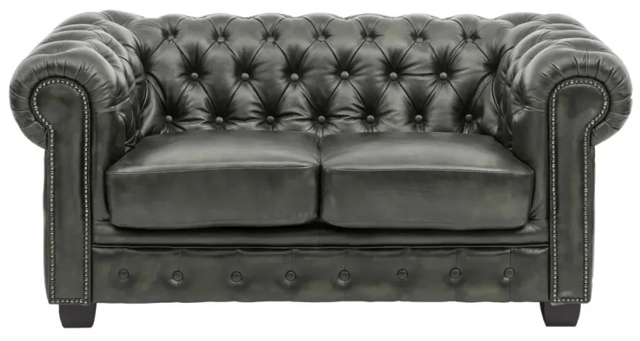 furniture-nabytek.cz - Masívna sedacia súprava Chesterfield z pravej kože, zelená