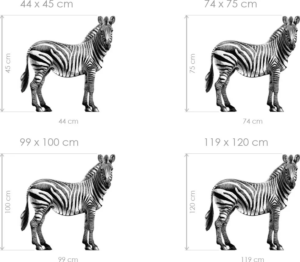Zebra textilní prelepiteľná nálepka na stenu list 74 x 75 cm