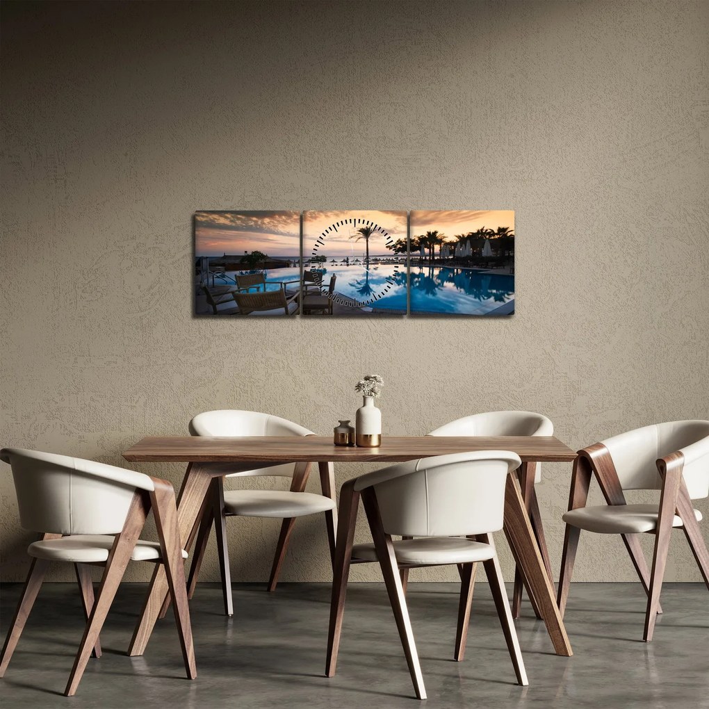 Obraz - Resort pri mori (s hodinami) (90x30 cm)