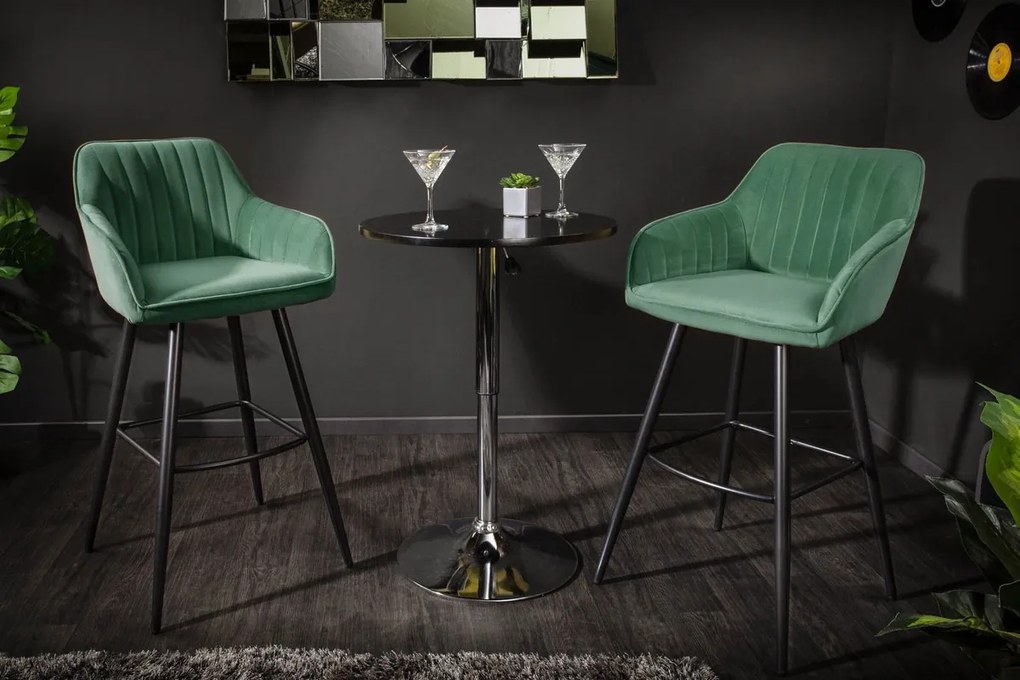 Dizajnová barová stolička Esmeralda smaragdový zamat