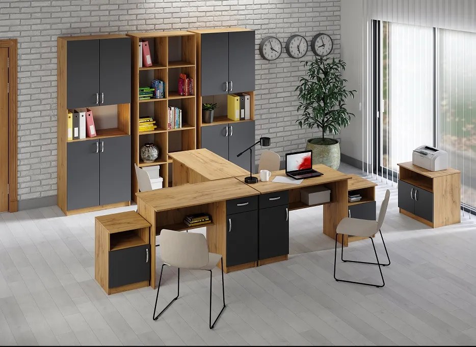 KANTOR KIT písací stôl N04, antracit / dub Apalačský, pravý