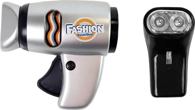 LEAN Toys Kadernícka kadernícka sada Detský kaderník Fén na vlasy Kadernícke doplnky Strieborná