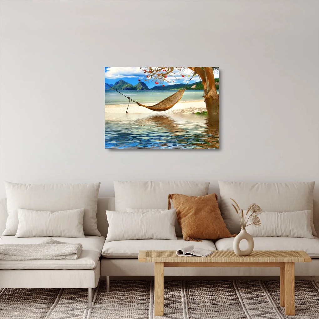 Sklenený obraz - Relax na pláži (70x50 cm)