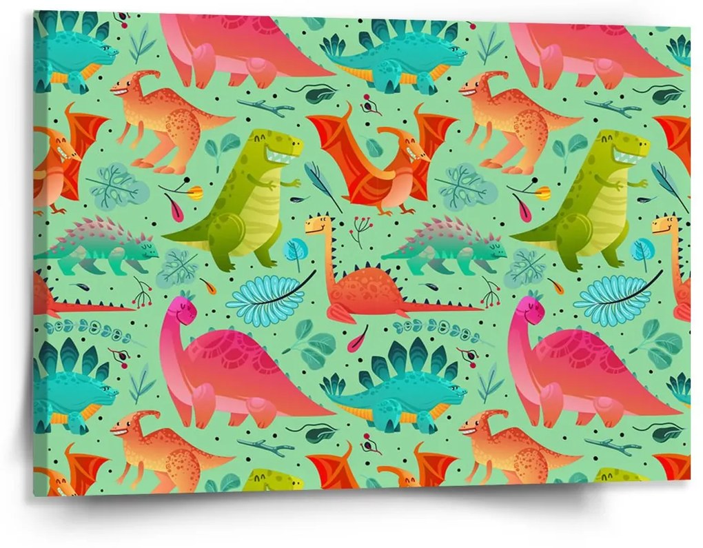 Sablio Obraz Dinosaury v tráve - 60x40 cm
