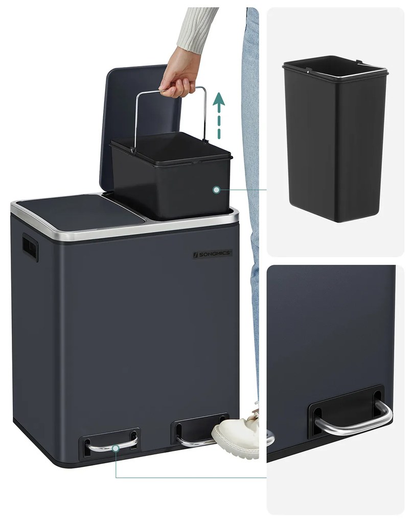 Odpadkový kôš na triedený odpad Bins 30 L antracit