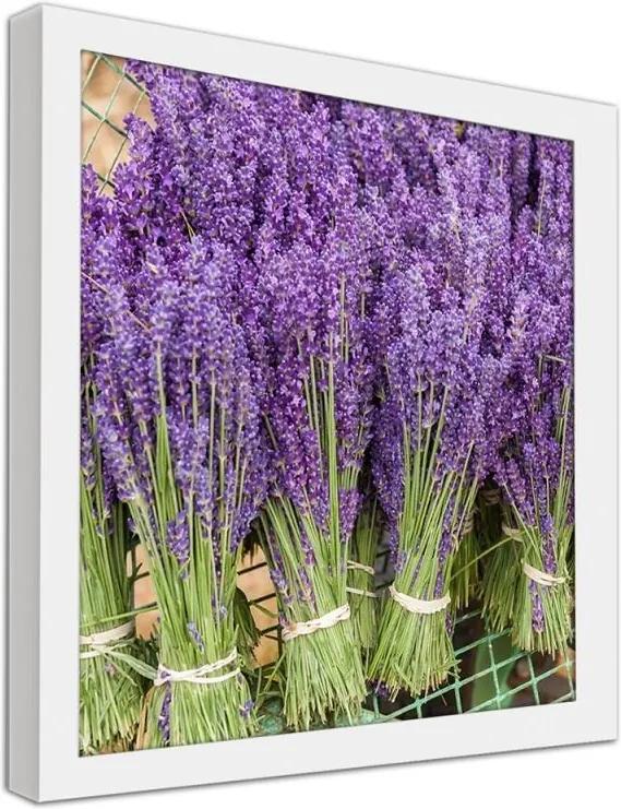 CARO Obraz v ráme - Lavender Bunches Biela 20x20 cm