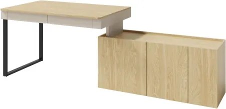 Písací stôl s komodou Lucky, pieskovo béžová/olejovaný dub%