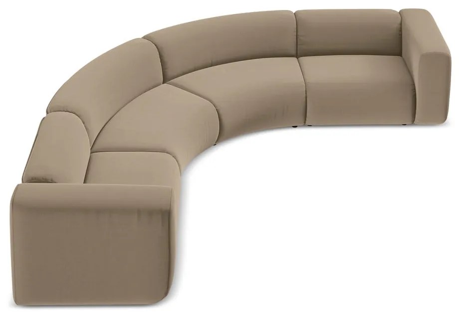 Béžová zamatová rohová pohovka Ekahi – Makamii