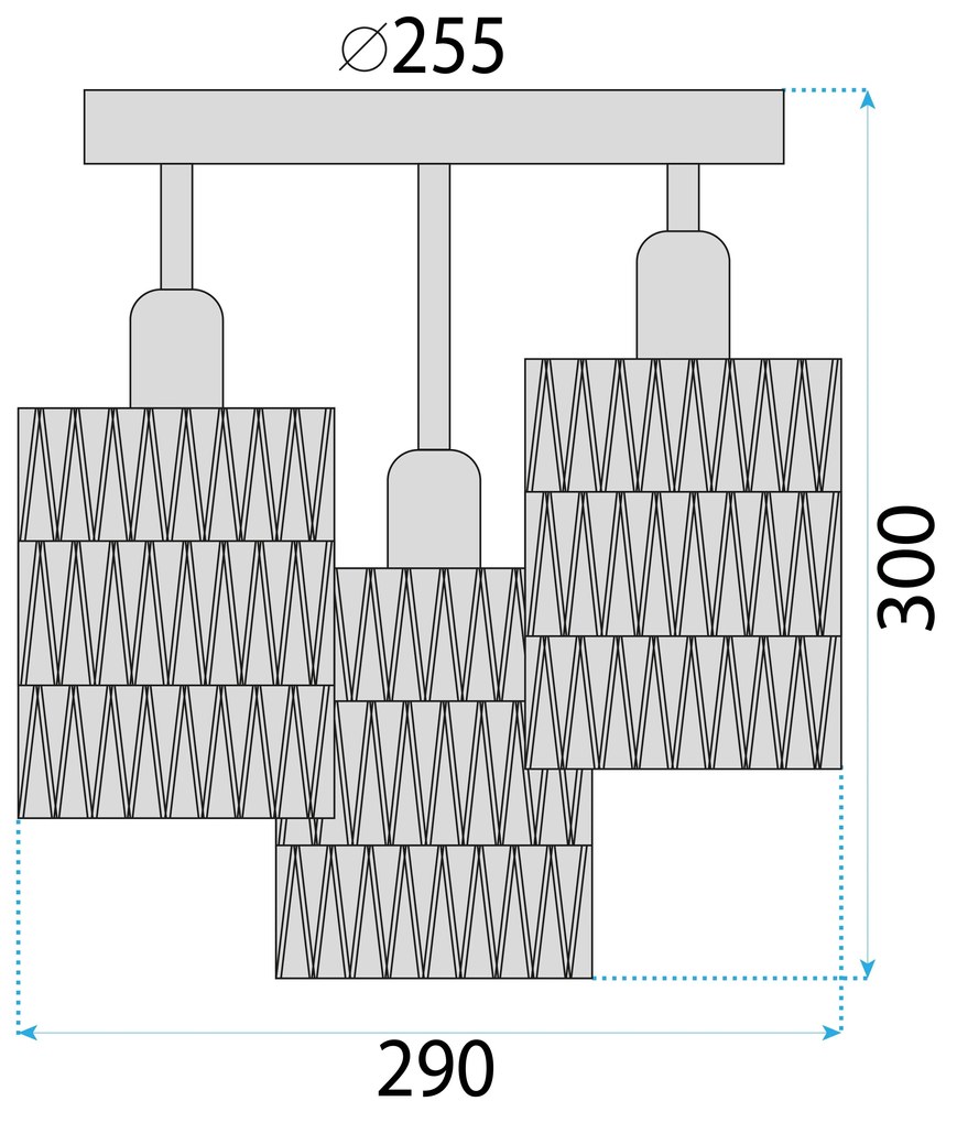 Toolight Toolight, stropné svietidlo 3xE27, APP1624-3C, hnedá-čierna, OSW-04127