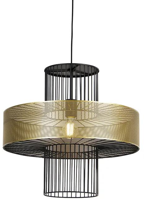Dizajnová závesná lampa zlatá s čiernou 50 cm - Tess