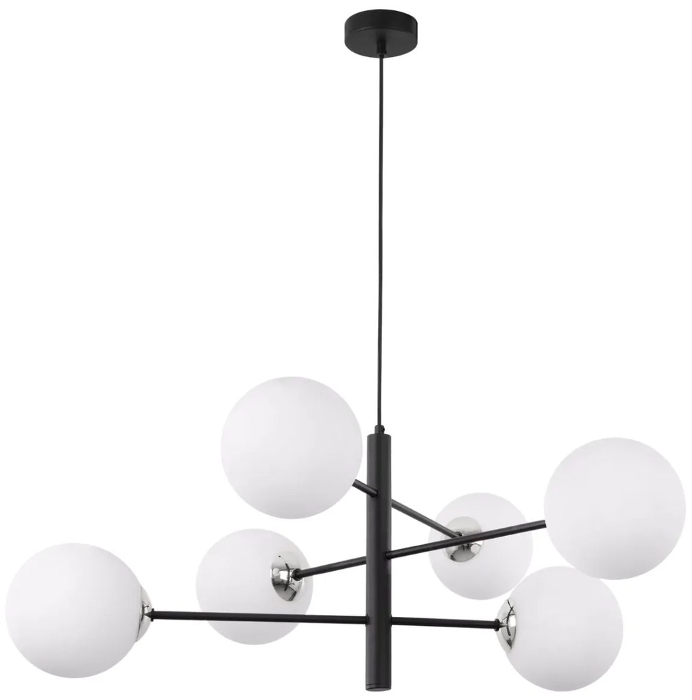 Závesne svietidlo Florence, 6x biele sklenené tienidlo, B/CH