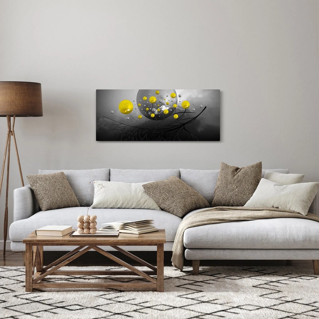 Obraz - žlté abstraktné gule (120x50 cm)