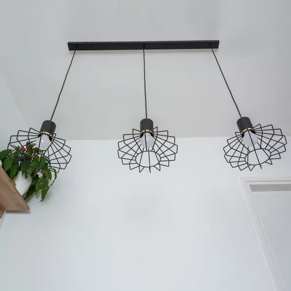 Luster na lanku SOLANO 3xE27/15W/230V čierna/zlatá
