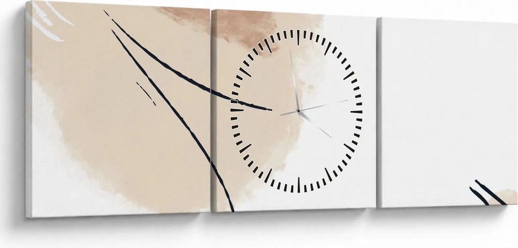 Obraz - Biela abstrakcia (s hodinami) (90x30 cm)