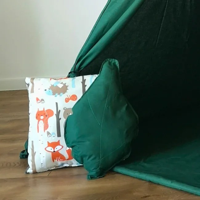 Detský stan Tipi fľaškovo zelený - zvieratá